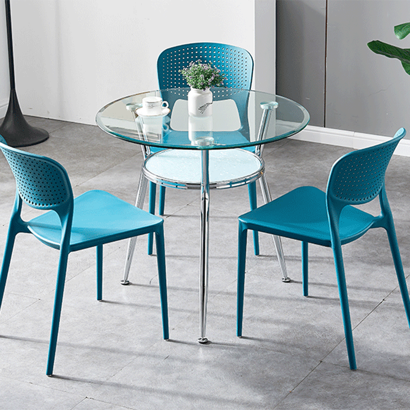 Runde transparente Esstischglas Tisch modern mit 3 Beinen Sockel