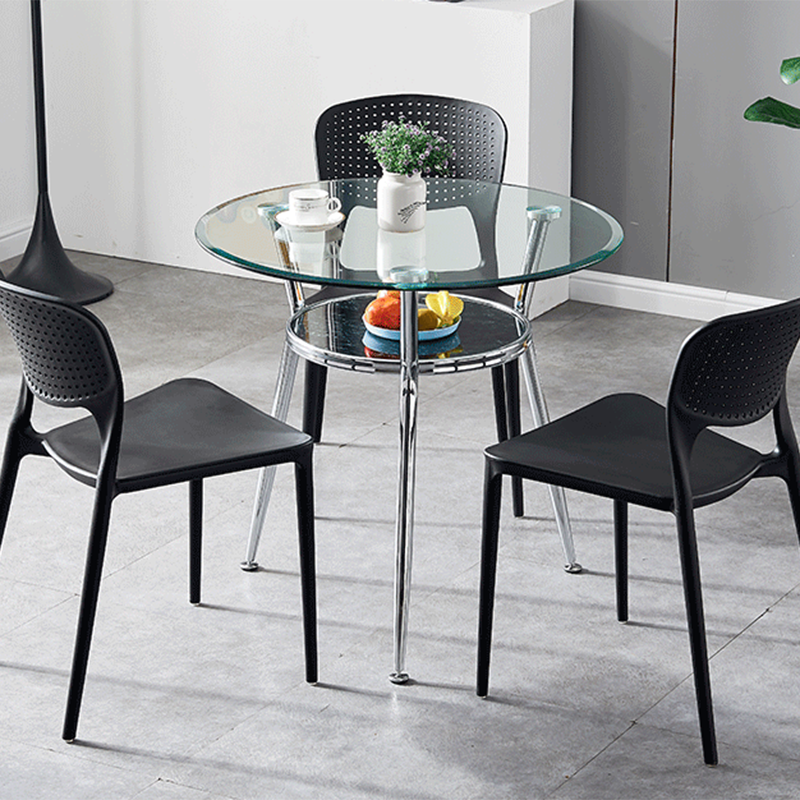 Runde transparente Esstischglas Tisch modern mit 3 Beinen Sockel