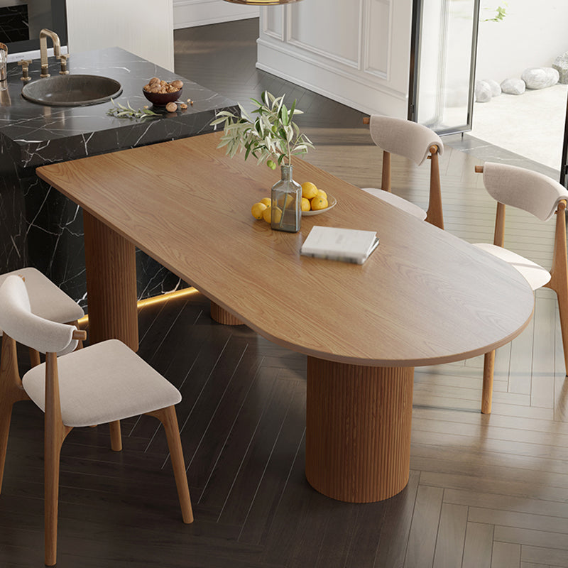 Irregular Shape Dining Table Wooden Island Table with 3 Legs for Restaurant