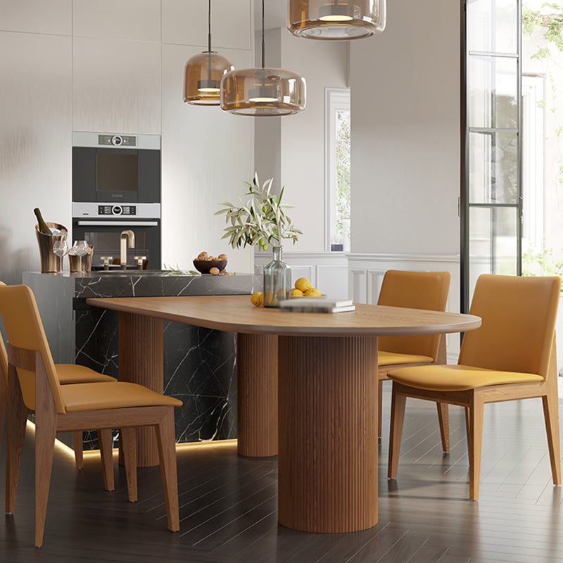 Irregular Shape Dining Table Wooden Island Table with 3 Legs for Restaurant