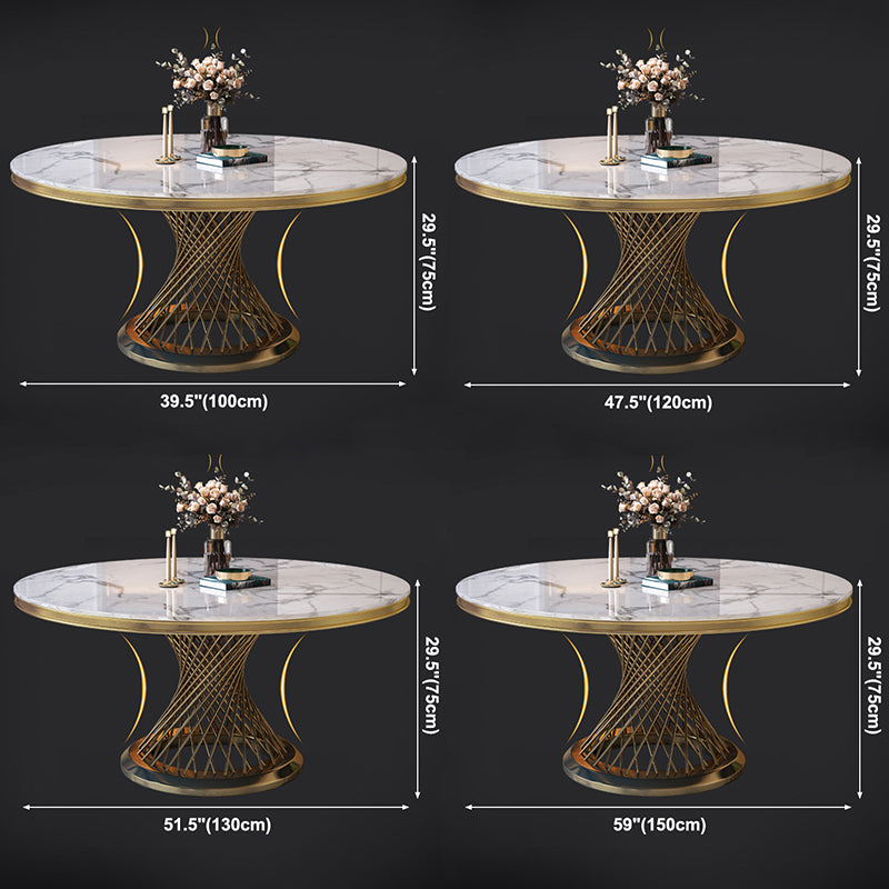 Sintered Stone Pedestal Dining Table Simplicity Style Round Table for Home