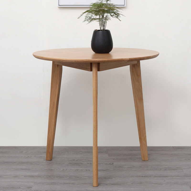 Contemporary Round Dining Table Oak Solid Wood Table for Home Kitchen Dinner