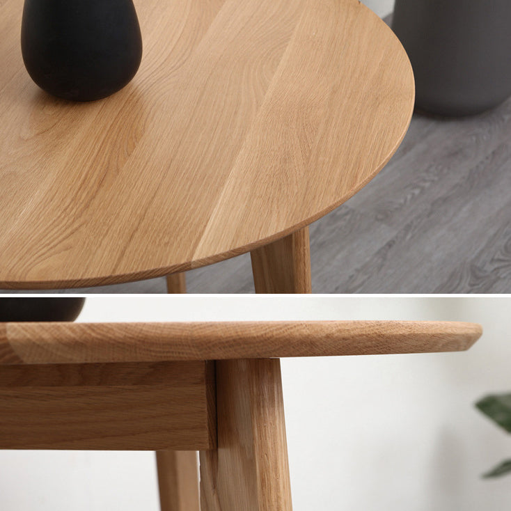 Contemporary Round Dining Table Oak Solid Wood Table for Home Kitchen Dinner