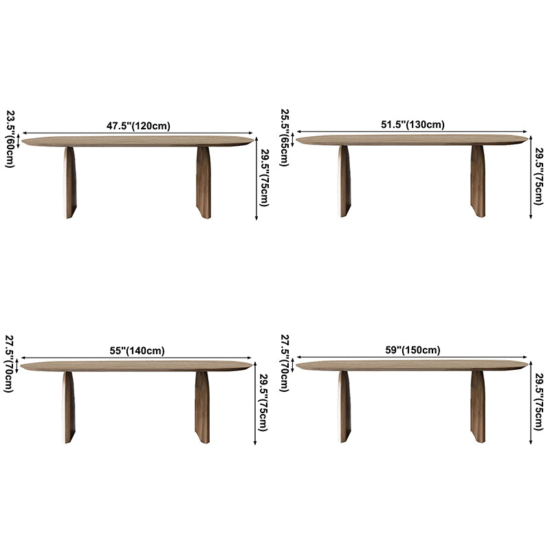 Table de bois massif en pin ovale table à manger moderne avec double piédestal pour restaurant