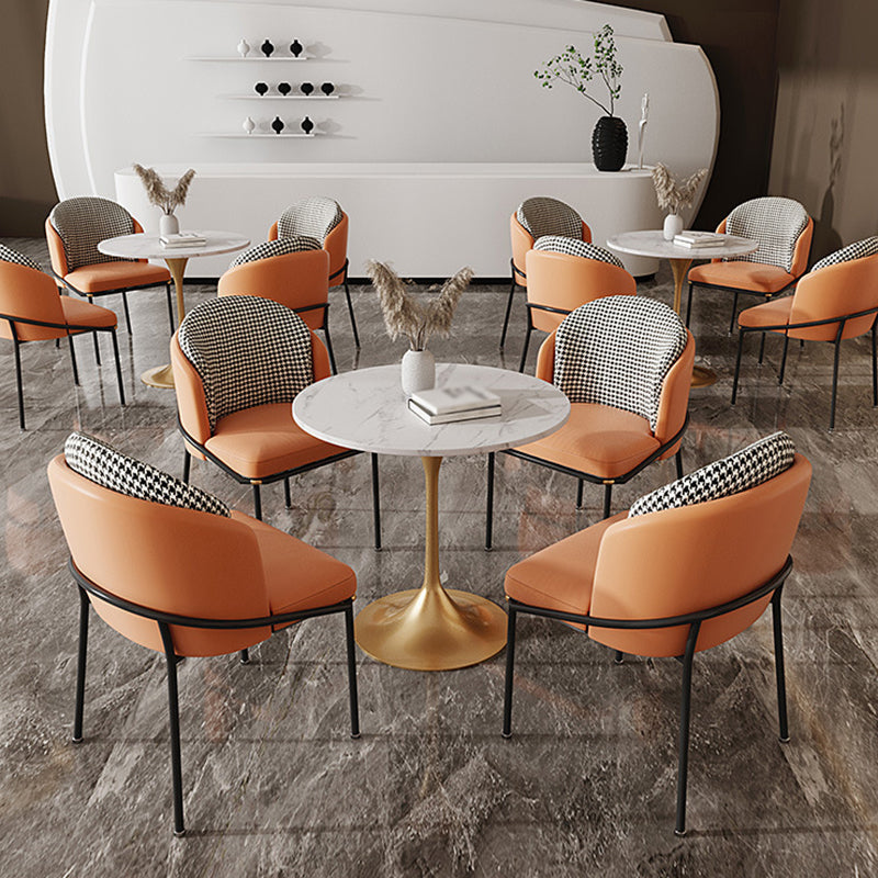 Mesa de comedor redonda contemporánea de metal mesa de piedra sinterizada para comedor