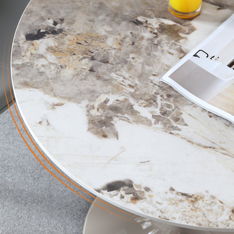 Ronde eigentijdse eettafel in bruintinten Vaste tafel van gesinterde steen