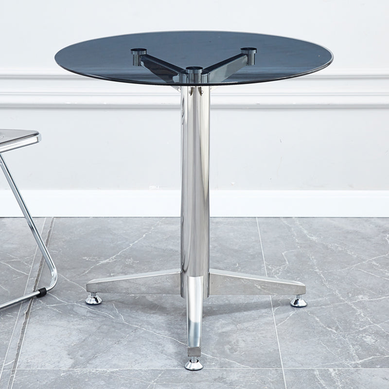 Round 3 Legs Minimalist Style Dining Table Three-Color Fixed Table of Glass