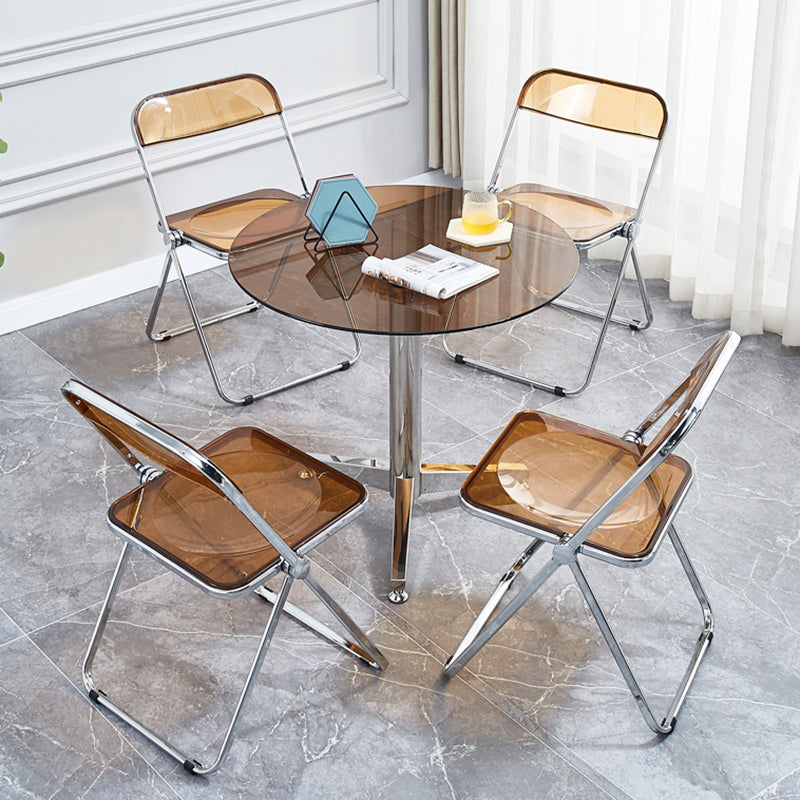 Round 3 Legs Minimalist Style Dining Table Three-Color Fixed Table of Glass