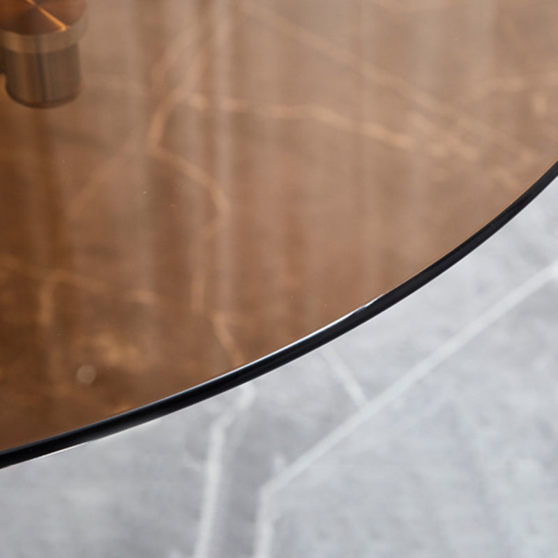 Round 3 Legs Minimalist Style Dining Table Three-Color Fixed Table of Glass