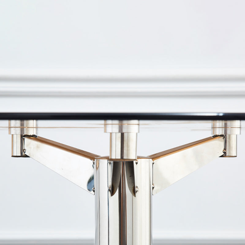 Round 3 Legs Minimalist Style Dining Table Three-Color Fixed Table of Glass