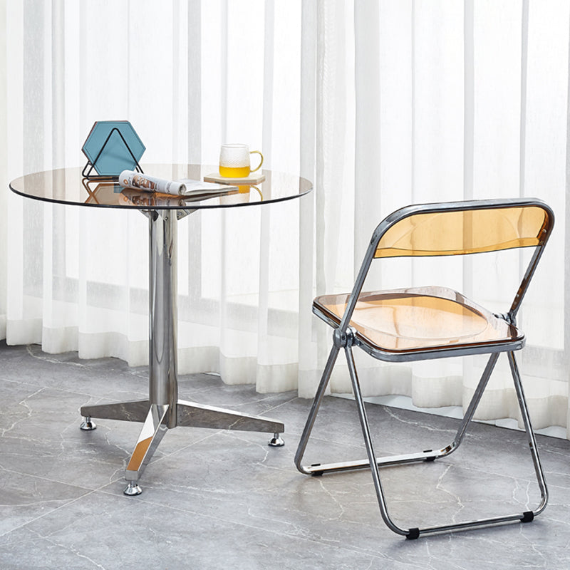 Round 3 Legs Minimalist Style Dining Table Three-Color Fixed Table of Glass