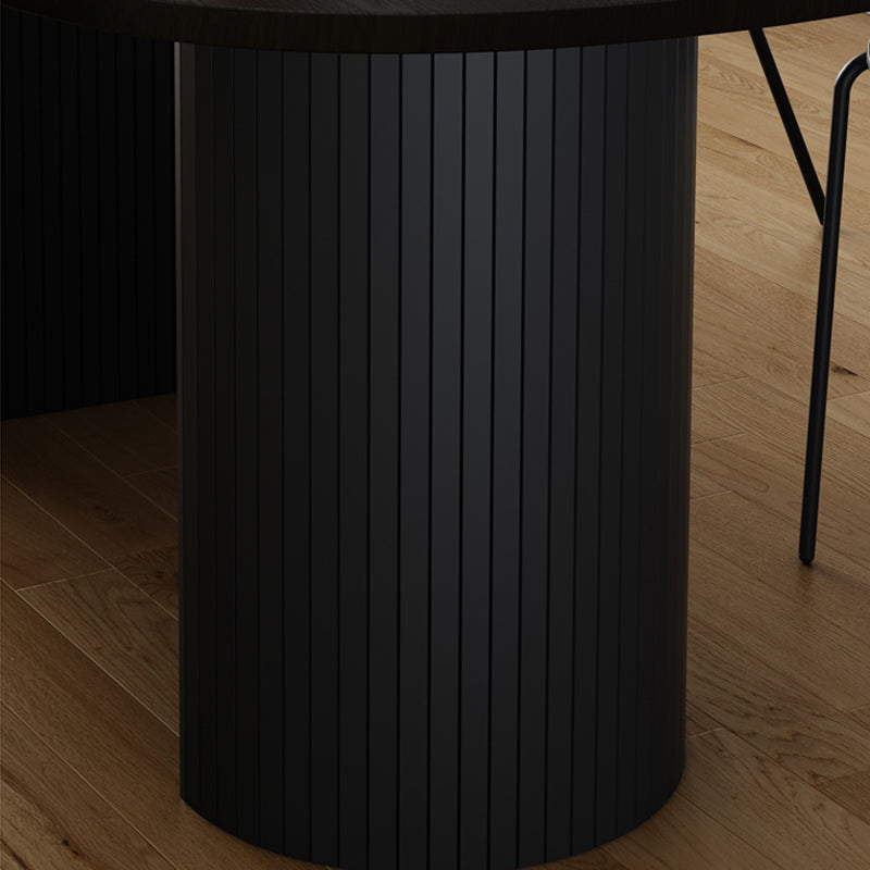Oval Dining Table for Restaurant Contemporary Kitchen Table with Black Double Pedestal