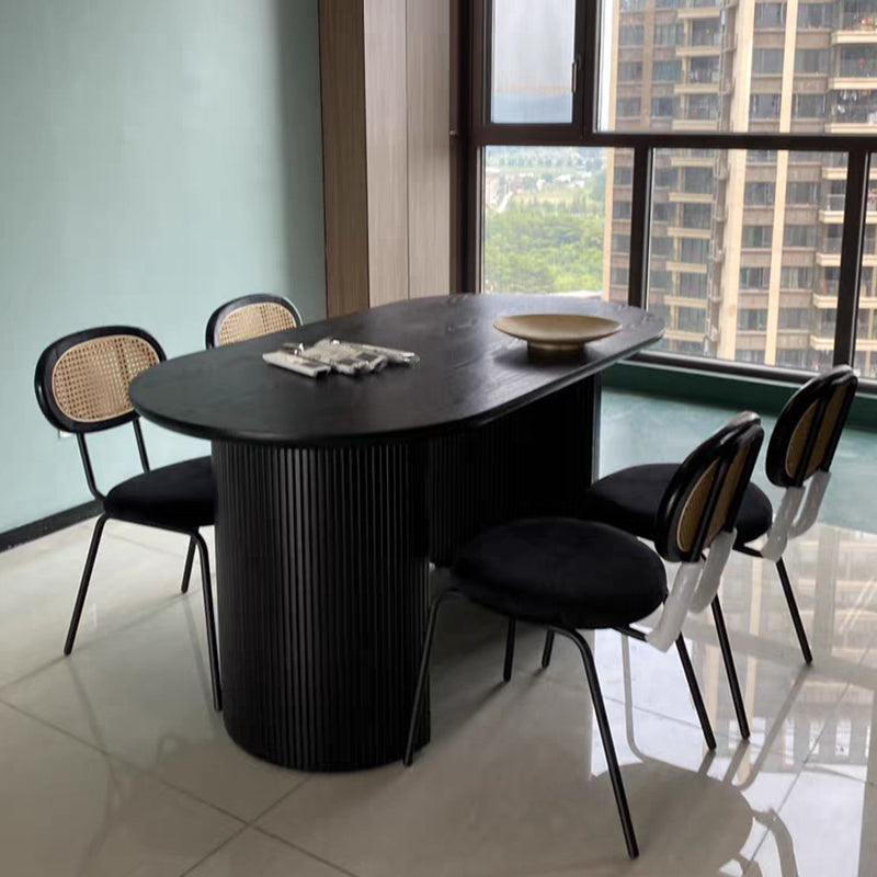 Oval Dining Table for Restaurant Contemporary Kitchen Table with Black Double Pedestal