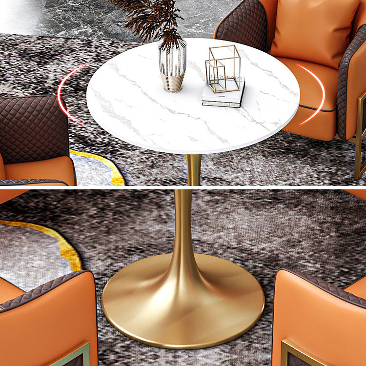 Sintered Stone Modern Style Esstisch runder weißer Tisch mit Tulpenbasis