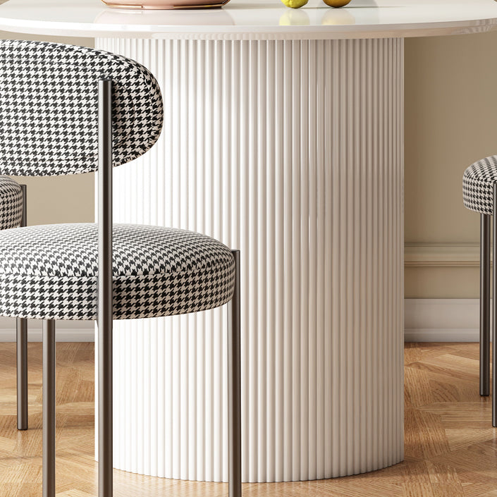 Ovale witte eettafel Gesinterde stenen tafel Eigentijds met dubbel voetstuk