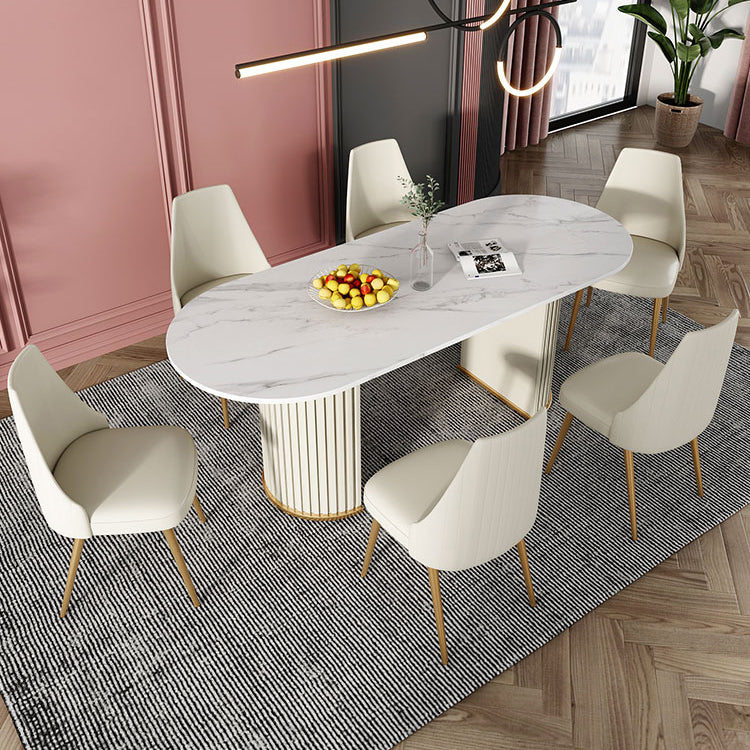 Metal Contemporary Free Form Indoor Table Sintered Stone Table for Dining Room and Kitchen