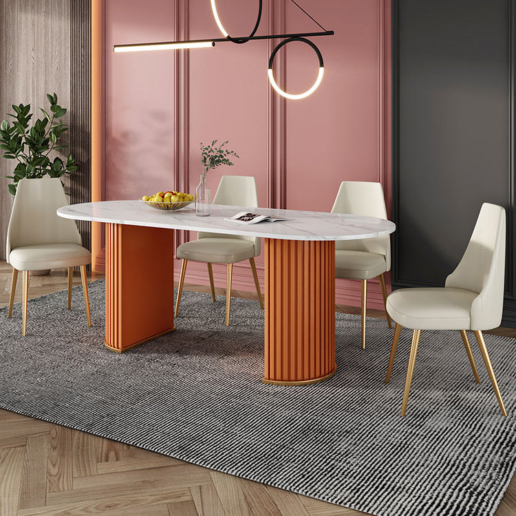Metal Contemporary Free Form Indoor Table Sintered Stone Table for Dining Room and Kitchen