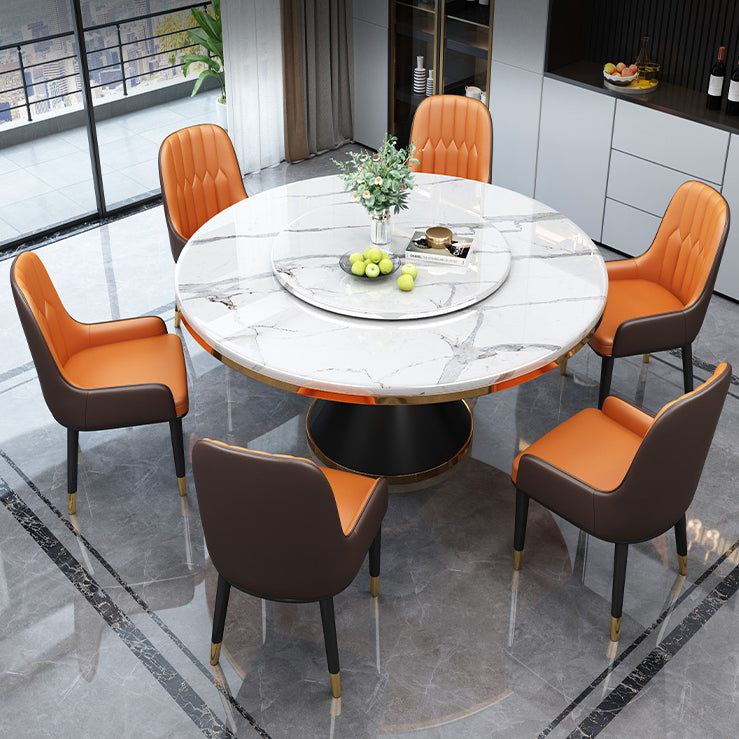 Table à manger ronde de style contemporain de base en métal pour la maison