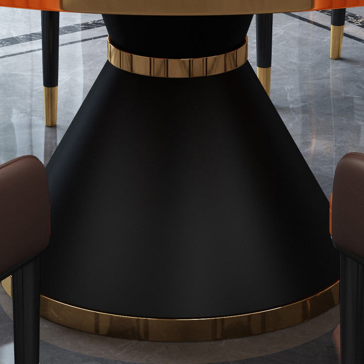 Table à manger ronde de style contemporain de base en métal pour la maison