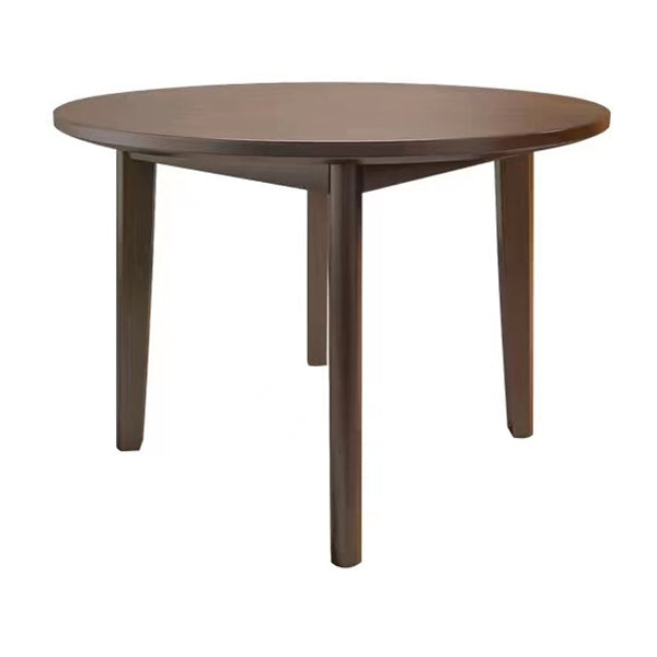 Round Shape 4 Legs Modern Dining Table Wood Color Fixed Table of Solid Wood
