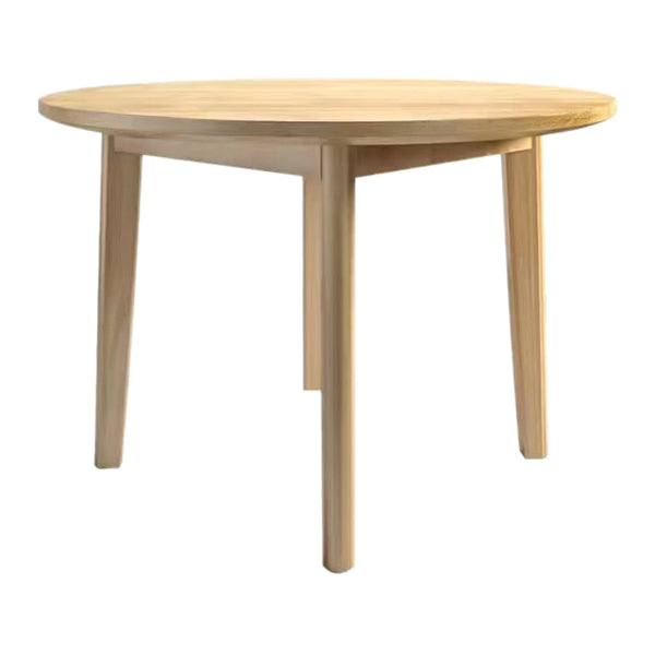 Round Shape 4 Legs Modern Dining Table Wood Color Fixed Table of Solid Wood