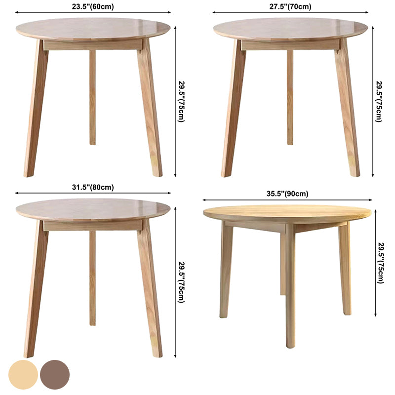 Round Shape 4 Legs Modern Dining Table Wood Color Fixed Table of Solid Wood