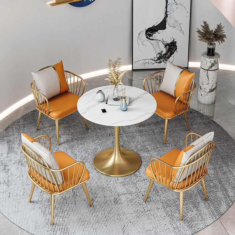 Moderne ronde gesinterde stenen top eettafel witte standaard eettafel voor keuken