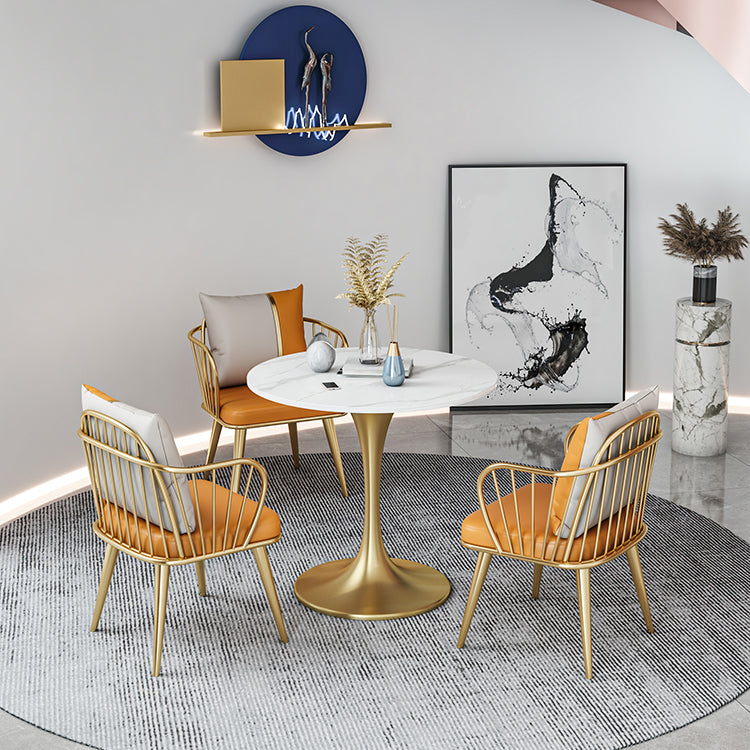 Moderne ronde gesinterde stenen top eettafel witte standaard eettafel voor keuken
