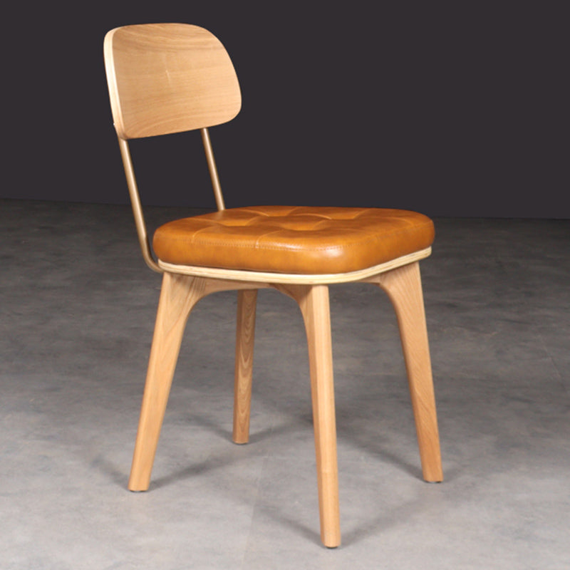 Chaise de salle à manger industrielle, chaise latérale à dossier ouvert avec pieds en bois pour usage domestique