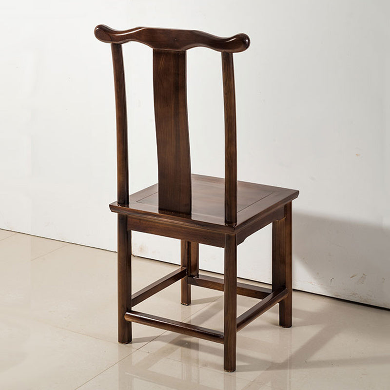 Traditional Wood Dining Side Chair Cow Horn Slat Back Home Side Chairs