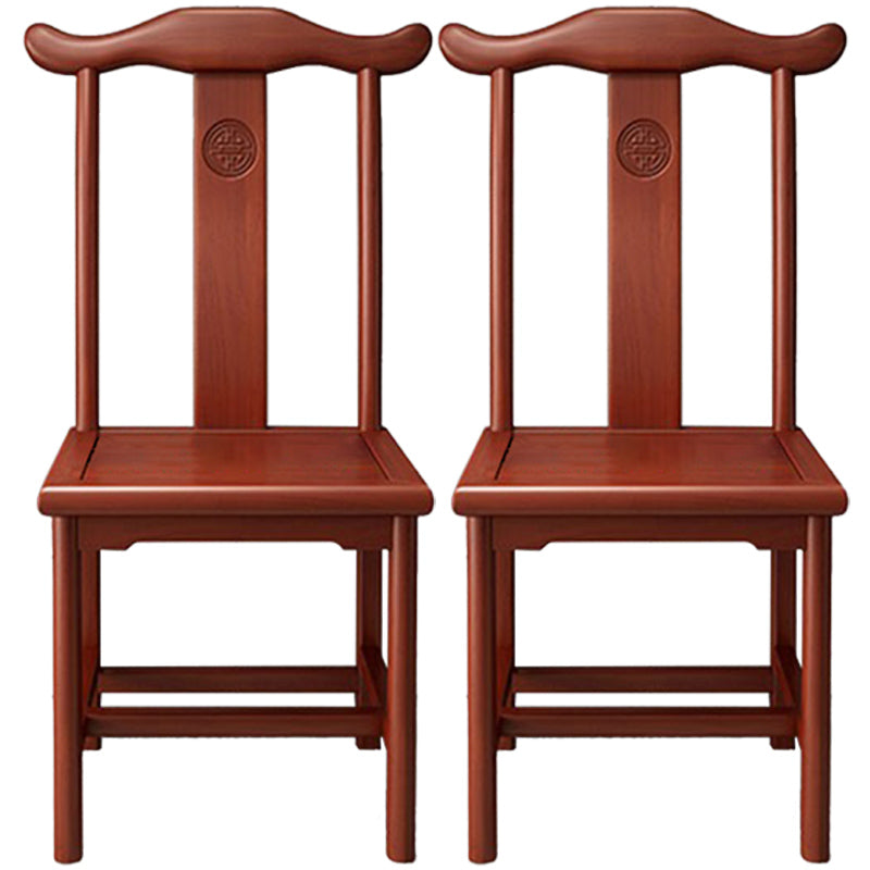 Traditional Wood Dining Side Chair Cow Horn Slat Back Home Side Chairs