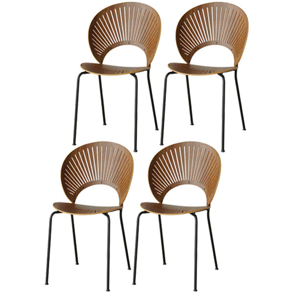 Contemporary Style Metal Chair Set Kitchen Dining Windsor Back Side Chairs