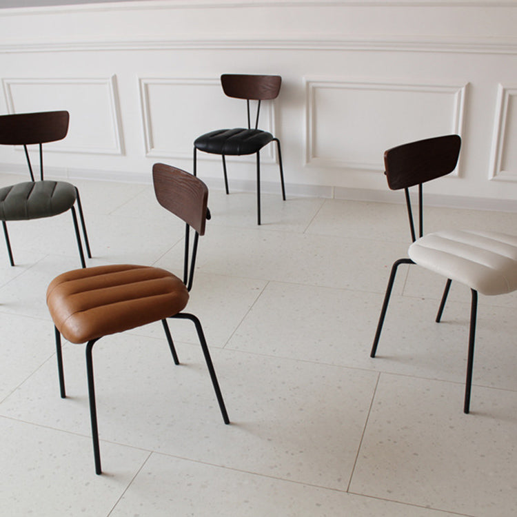 Chaise latérale de finition mate en métal de style industriel, chaise latérale à dossier ouvert pour salle à manger