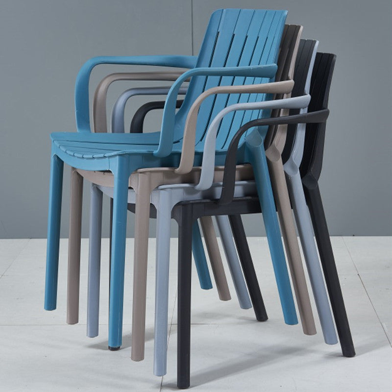 Scandinavian Kitchen Arm Chair Indoor Slat Back Plastic Dining Room Chair