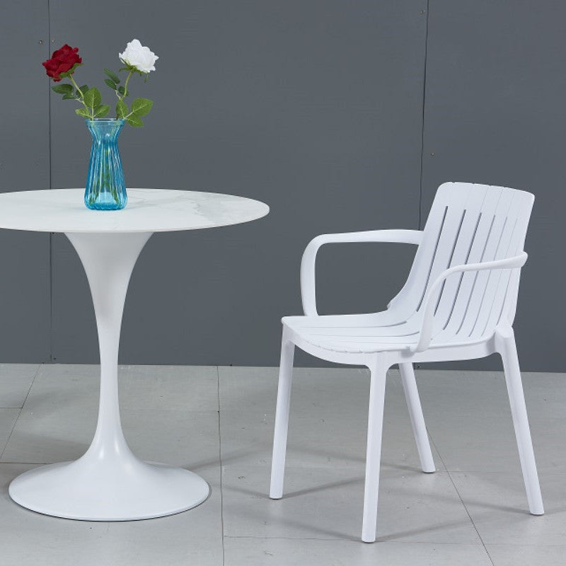 Scandinavian Kitchen Arm Chair Indoor Slat Back Plastic Dining Room Chair