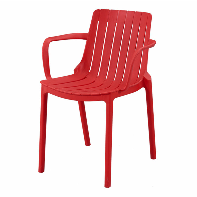 Scandinavian Kitchen Arm Chair Indoor Slat Back Plastic Dining Room Chair