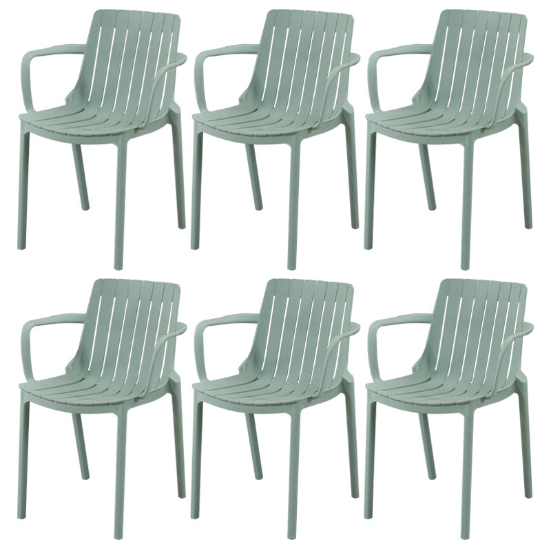 Scandinavian Kitchen Arm Chair Indoor Slat Back Plastic Dining Room Chair