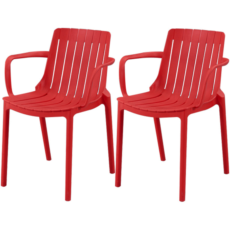 Scandinavian Kitchen Arm Chair Indoor Slat Back Plastic Dining Room Chair