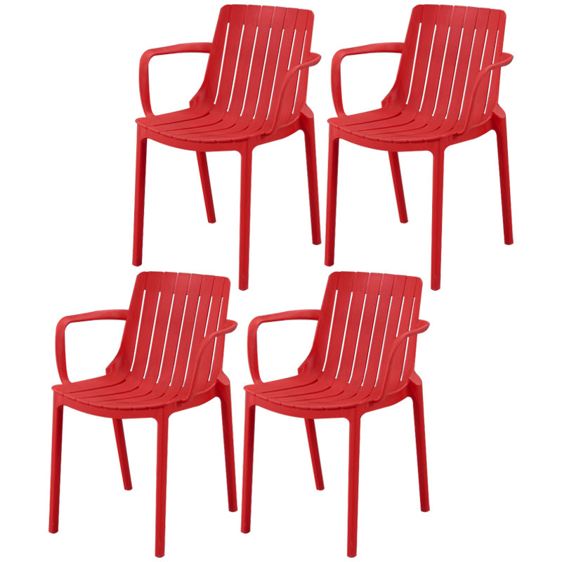 Scandinavian Kitchen Arm Chair Indoor Slat Back Plastic Dining Room Chair