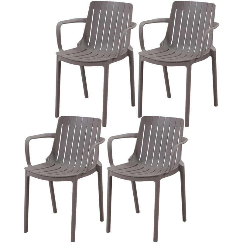 Scandinavian Kitchen Arm Chair Indoor Slat Back Plastic Dining Room Chair