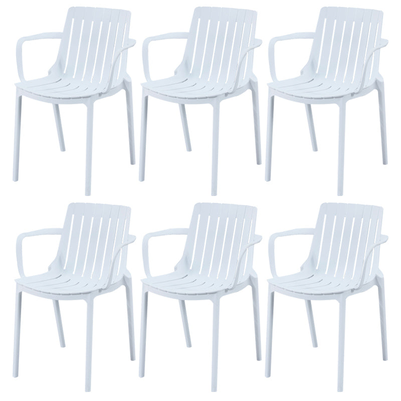 Scandinavian Kitchen Arm Chair Indoor Slat Back Plastic Dining Room Chair