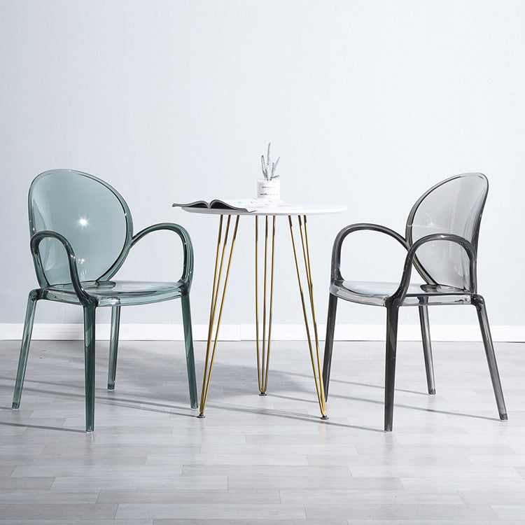 Modern Transparent Plastic Solid Back Side Chair 34"H Dining Chair for Restaurant