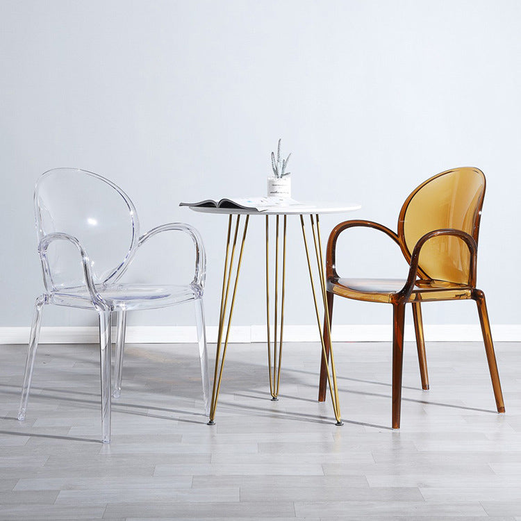 Modern Transparent Plastic Solid Back Side Chair 34"H Dining Chair for Restaurant
