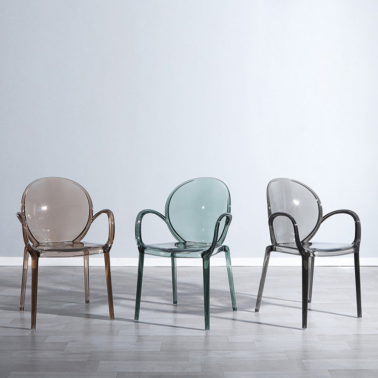 Modern Transparent Plastic Solid Back Side Chair 34"H Dining Chair for Restaurant