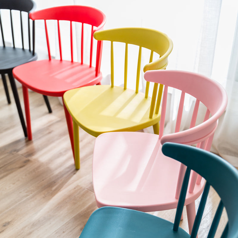 Scandinavian Style Plastic Dining Armless Chair Windsor Back Side Chair for Home Use
