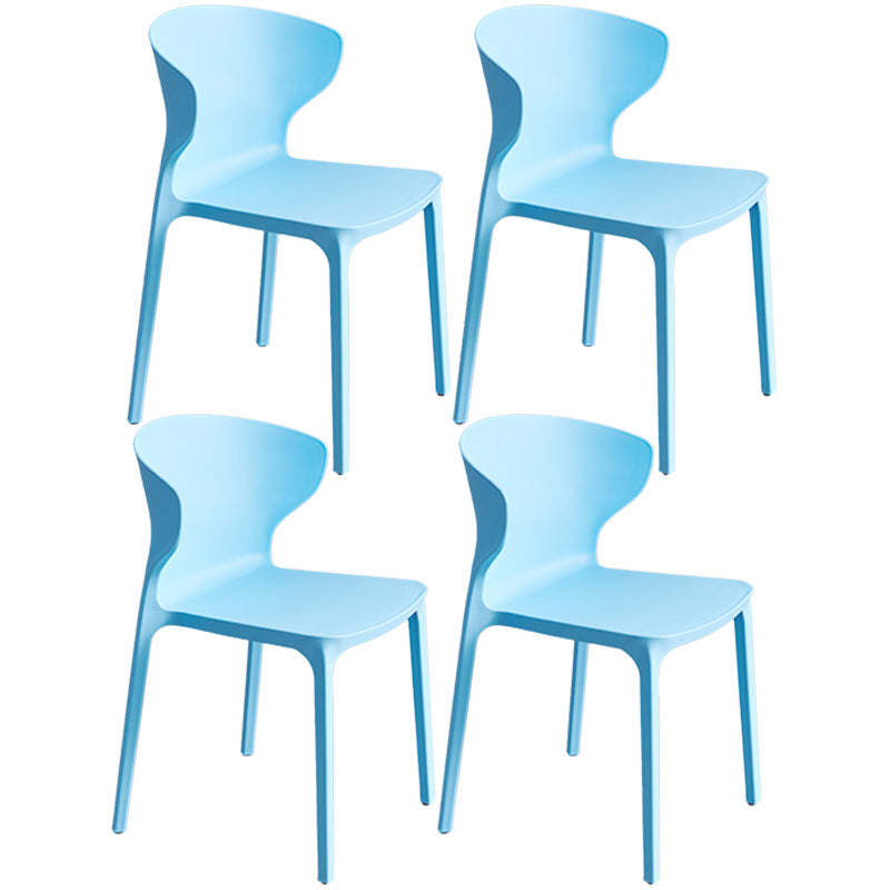Scandinavian Style Plastic Dining Armless Chair Solid Back Side Chairs for Home Use