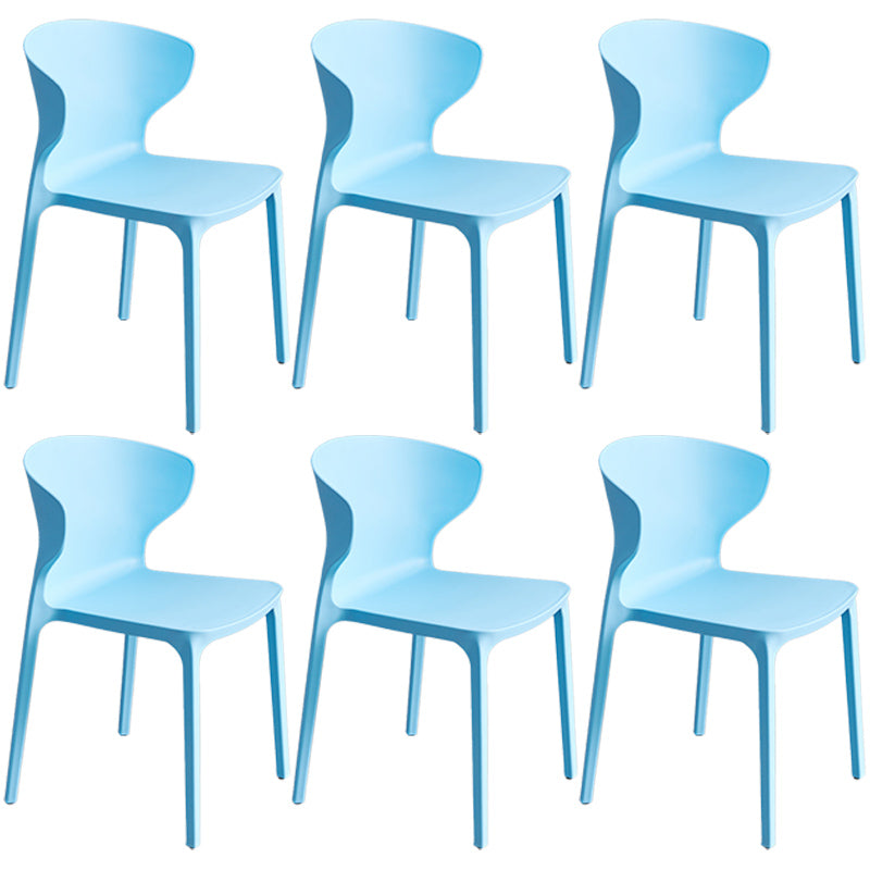 Scandinavian Style Plastic Dining Armless Chair Solid Back Side Chairs for Home Use