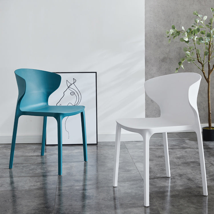Scandinavian Style Plastic Dining Armless Chair Solid Back Side Chairs for Home Use