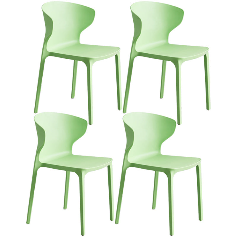 Scandinavian Style Plastic Dining Armless Chair Solid Back Side Chairs for Home Use