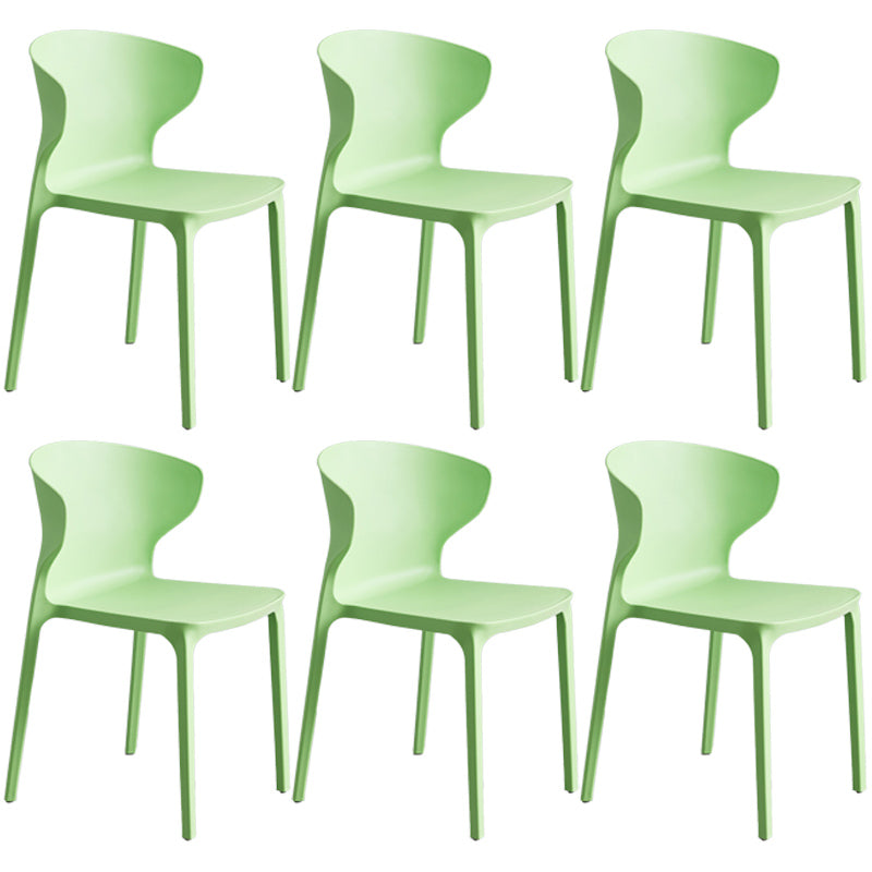 Scandinavian Style Plastic Dining Armless Chair Solid Back Side Chairs for Home Use